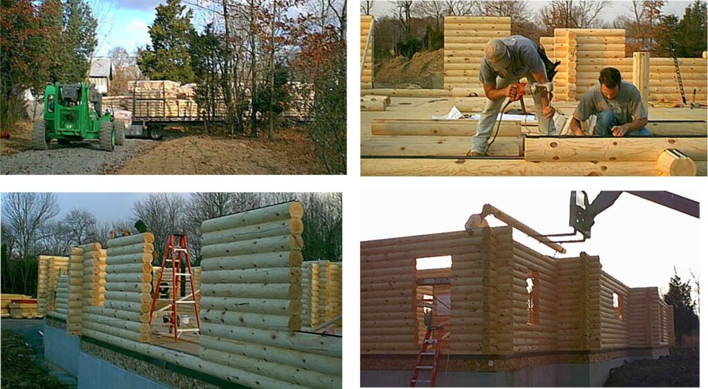 Log home construction photos